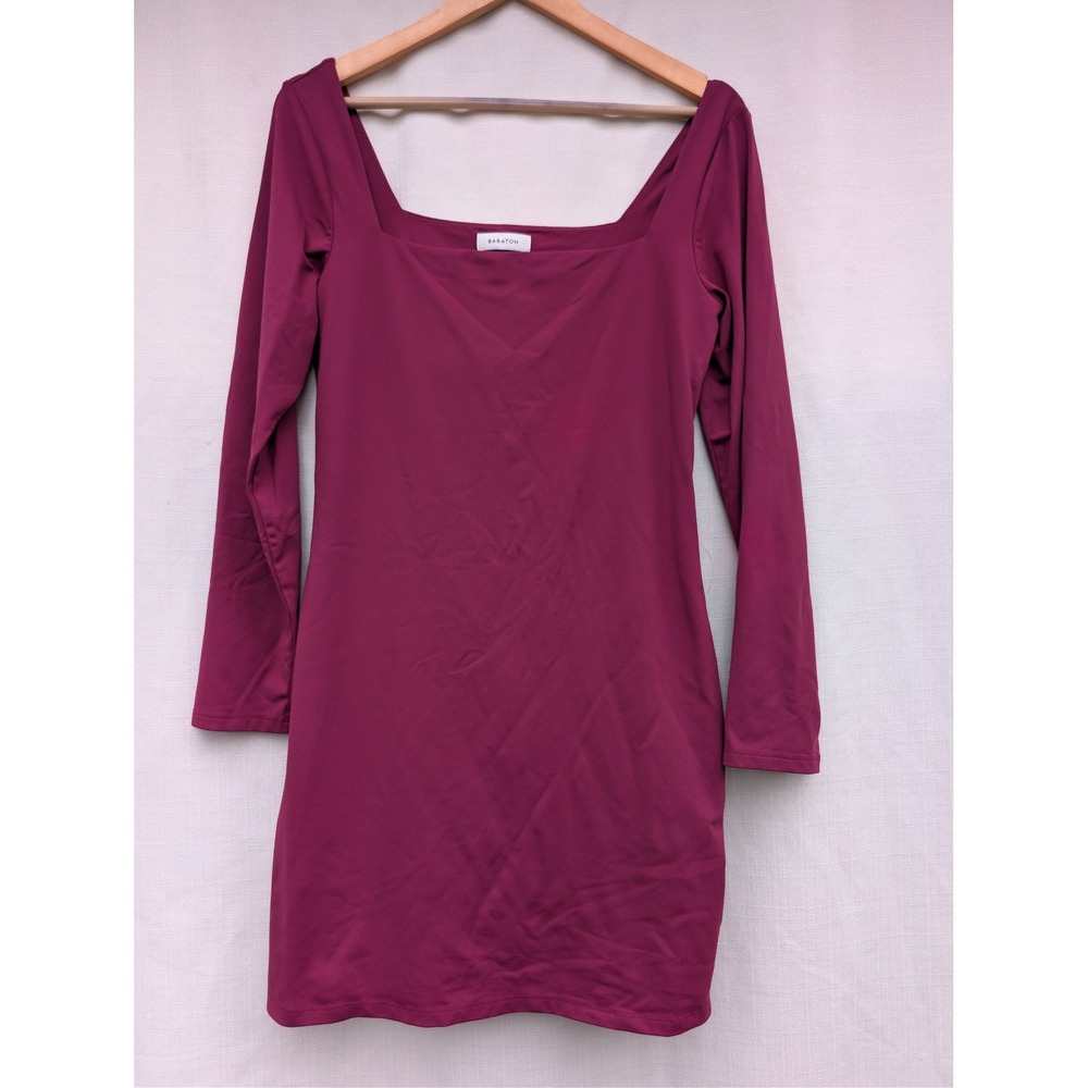 Babaton Contour‎ Mini Dress Womens XL Burgundy Nylon Blend Square Neck